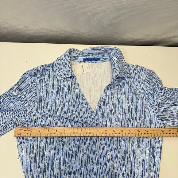 J.McLaughlin Women’s Verte Dress Size M Midi White Blue Catalina Cloth Coastal - Picture 13 of 16